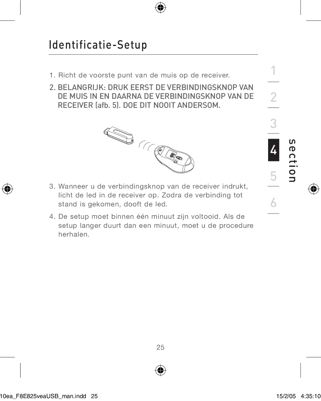 Belkin F8E825VEAUSB user manual Identificatie-Setup 