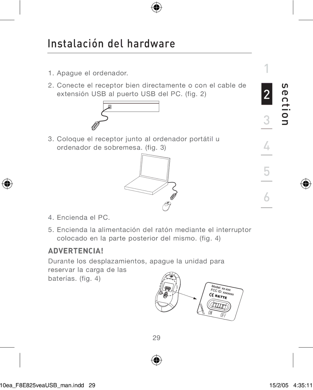 Belkin F8E825VEAUSB user manual Instalación del hardware 