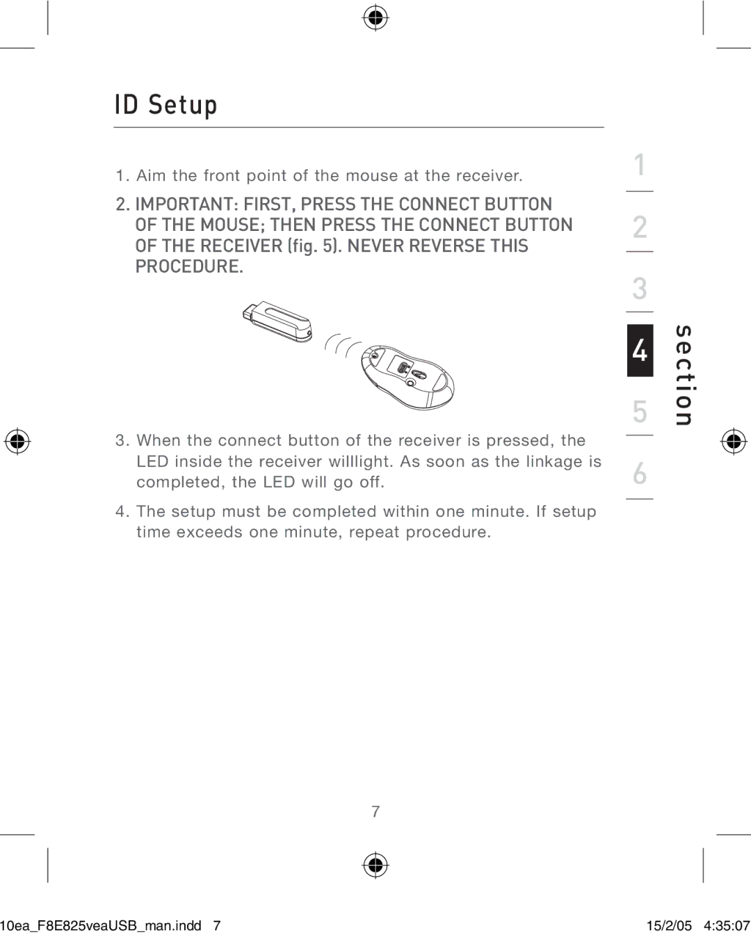 Belkin F8E825VEAUSB user manual ID Setup 