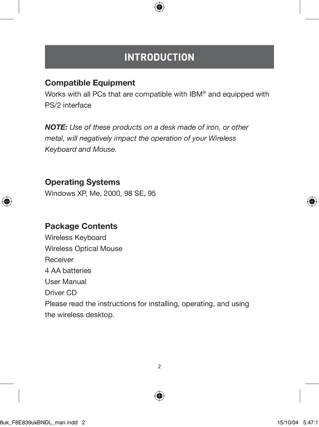 Belkin F8E839UKBNDL user manual Compatible Equipment 