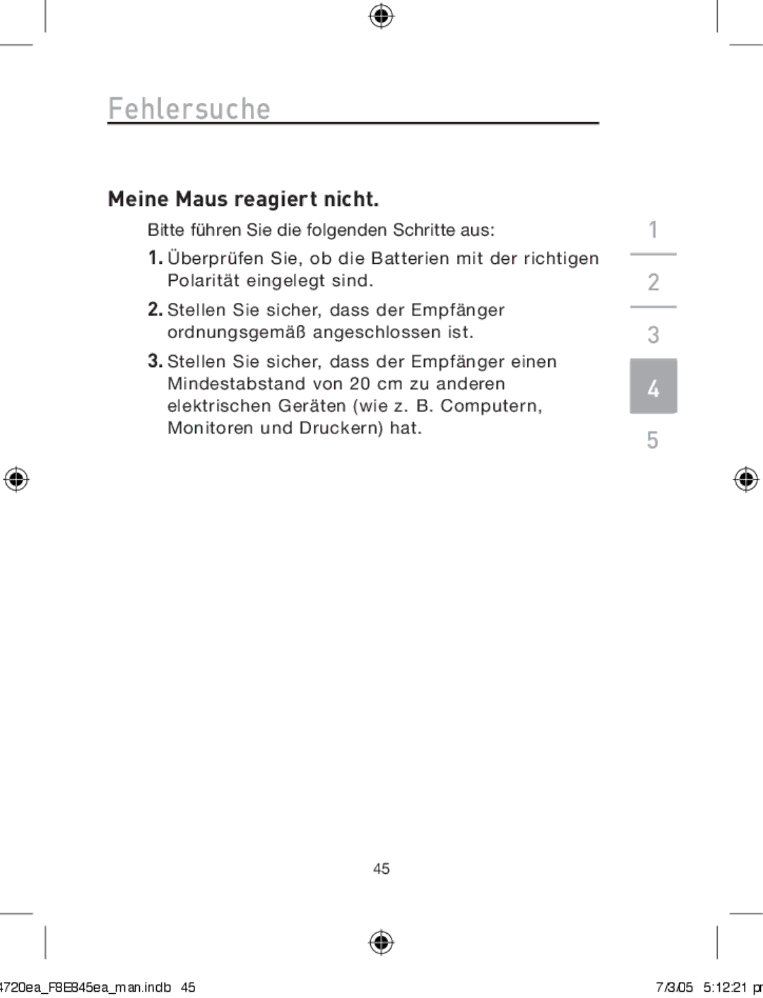 Belkin F8E845ea manual Meine Maus reagiert nicht 