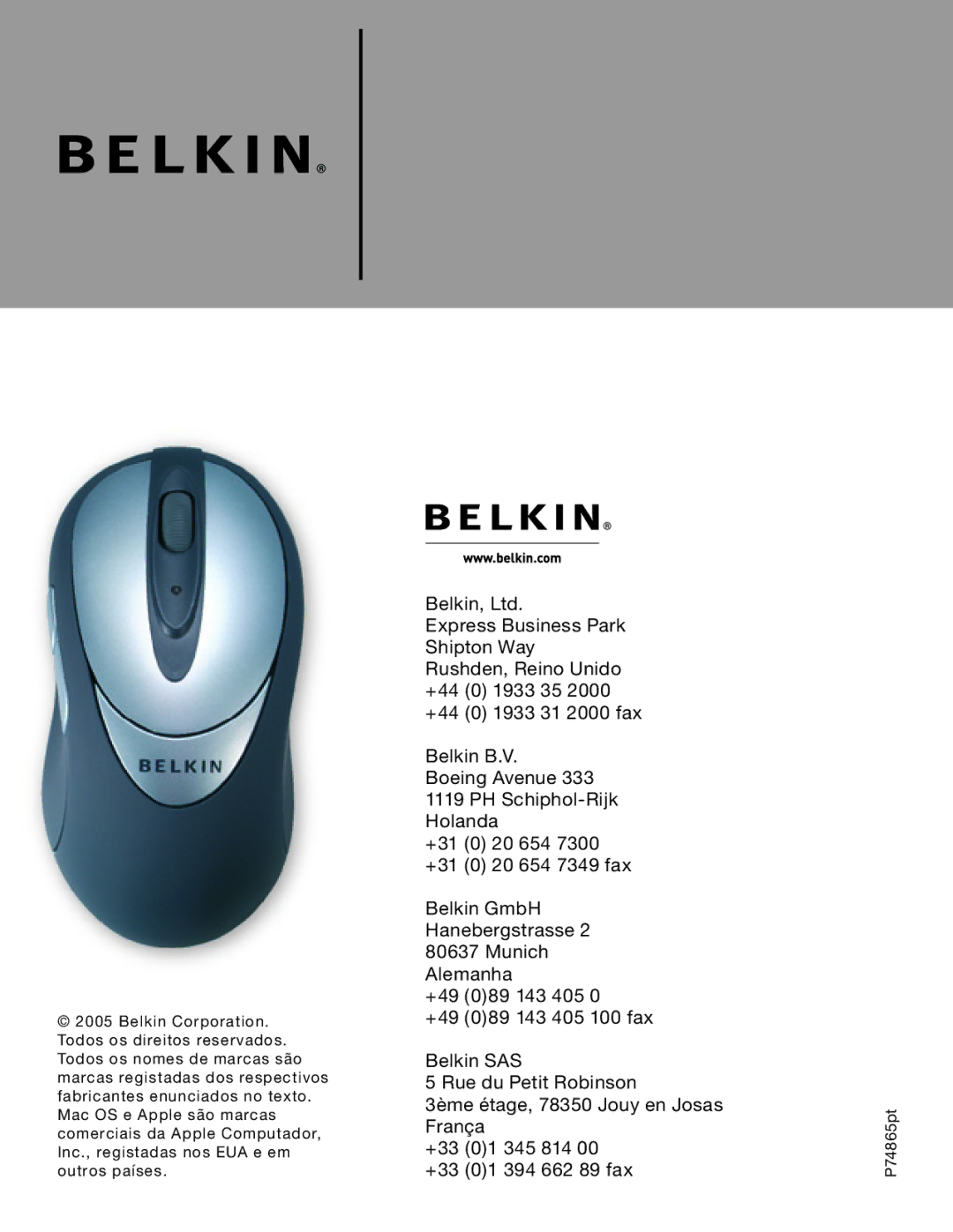 Belkin F8E846-BNDL-DB user manual P74865pt 