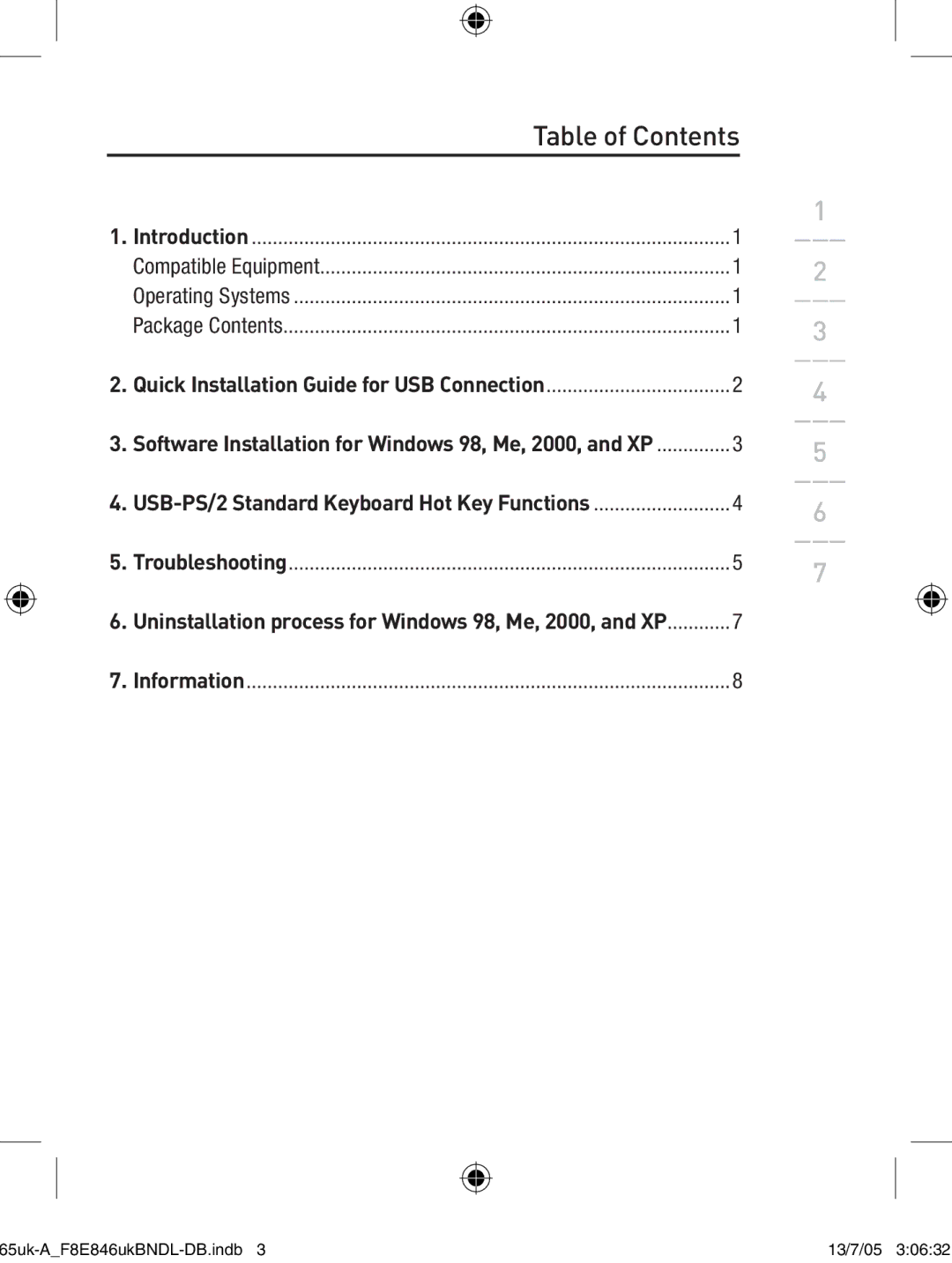 Belkin F8E846UKBNDL-DB user manual Table of Contents 