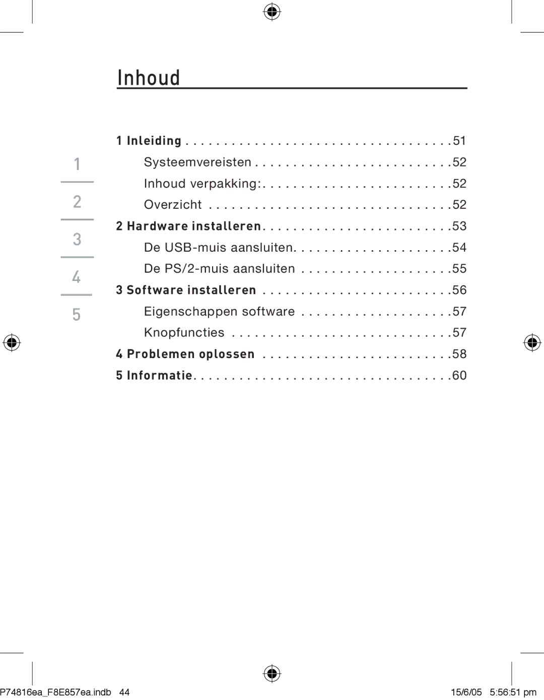 Belkin F8E857EA, P74816EA manual Inhoud 