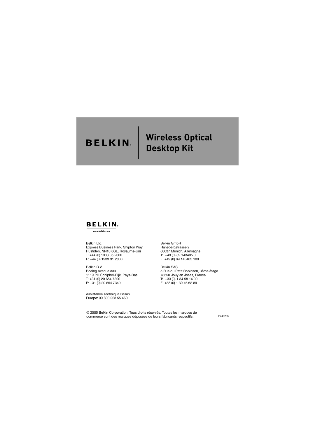 Belkin F8E858-BNDL manual Ssistance 4ECHNIQUE Elkin 