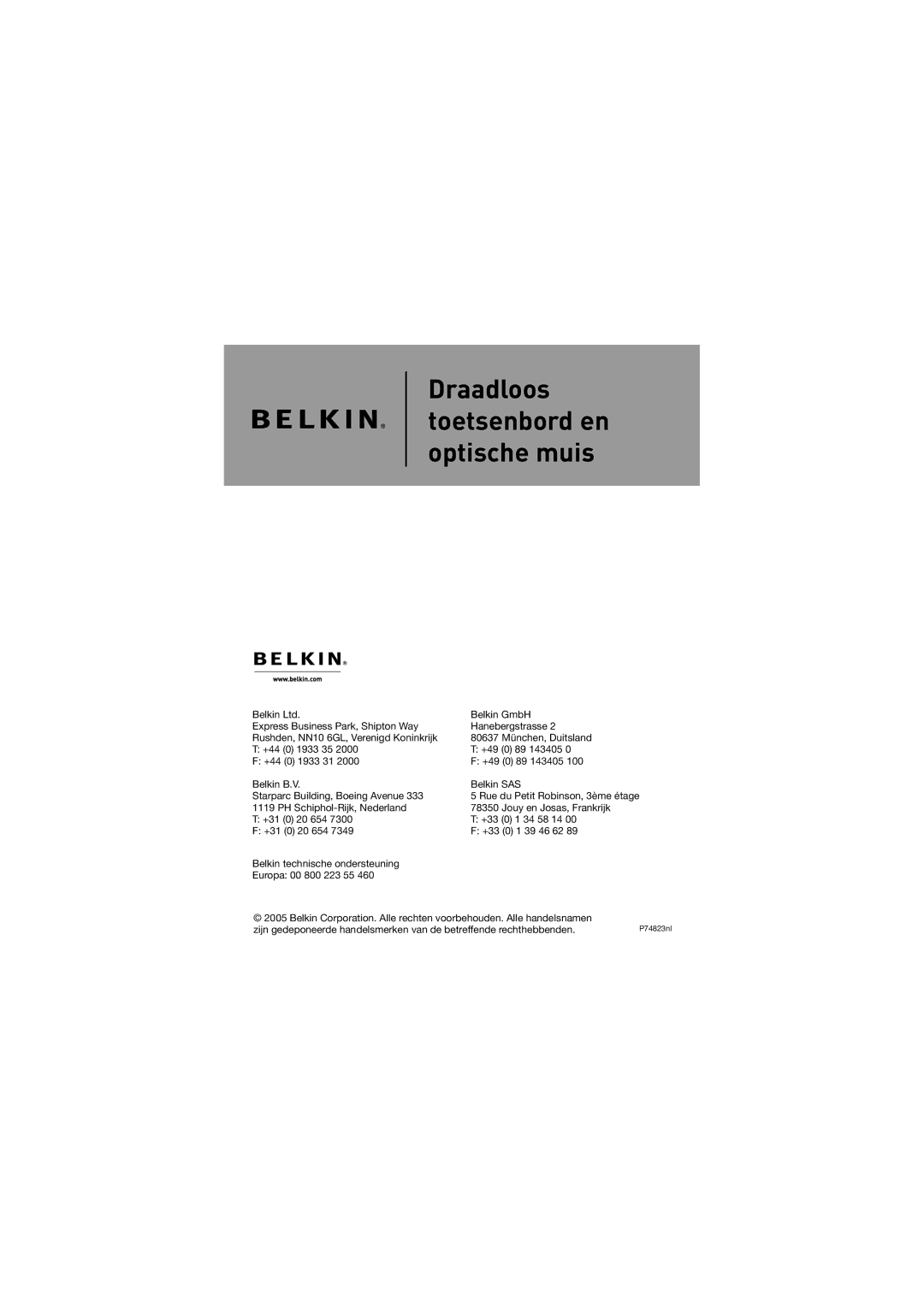 Belkin F8E858-BNDL manual Uropa    