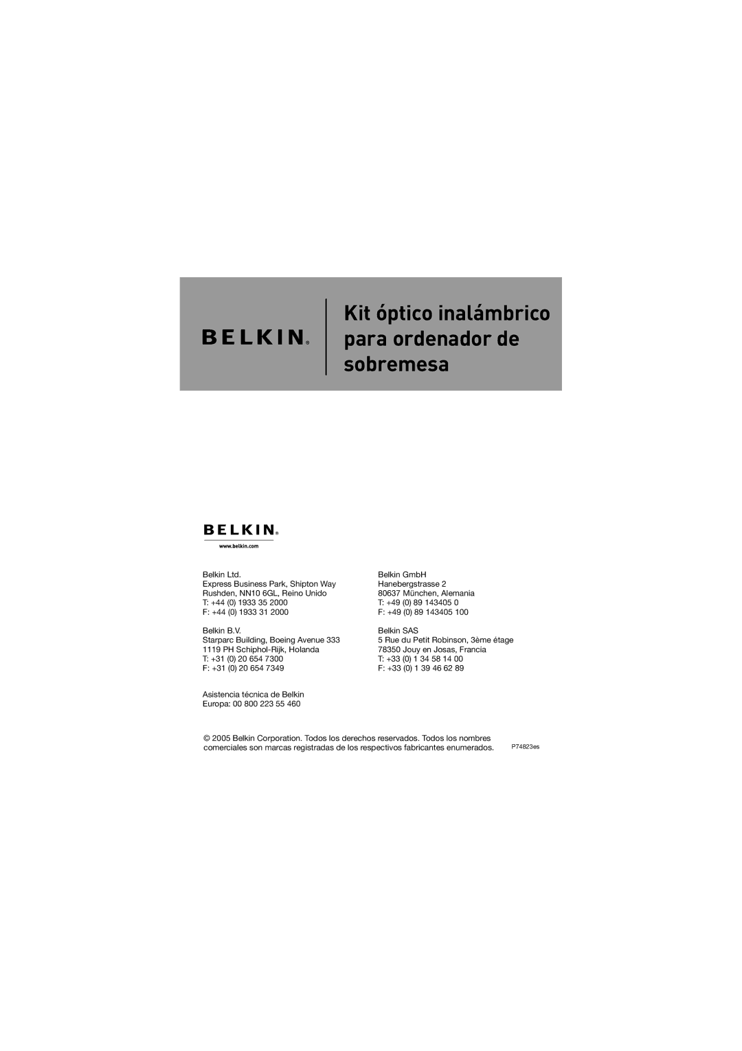 Belkin F8E858-BNDL manual Sistencia Tïcnica DE Elkin 