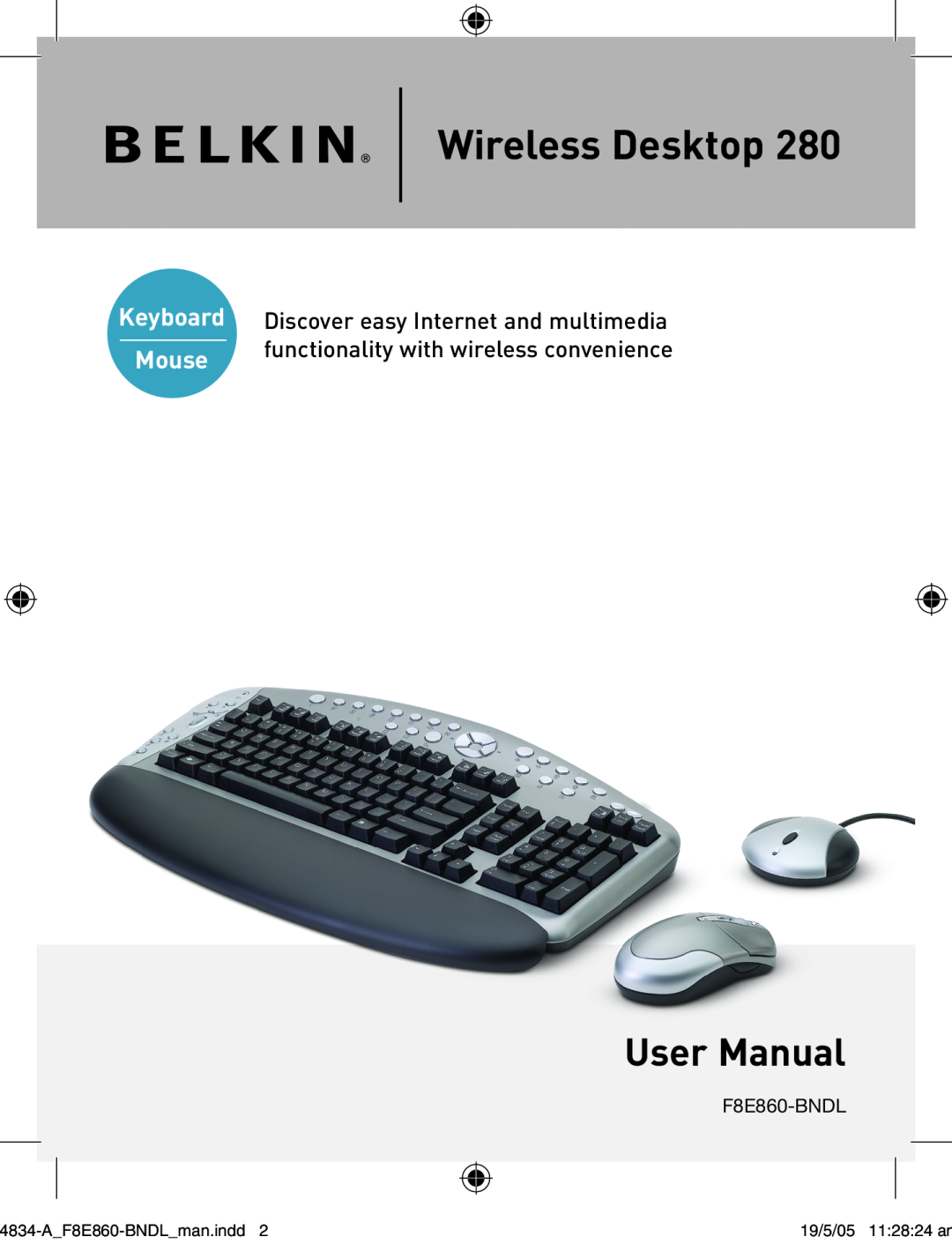 Belkin F8E860-BNDL manual Wireless Desktop, Mouse 