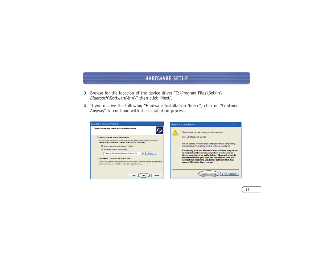 Belkin F8T006-PC user manual Hardware Setup 