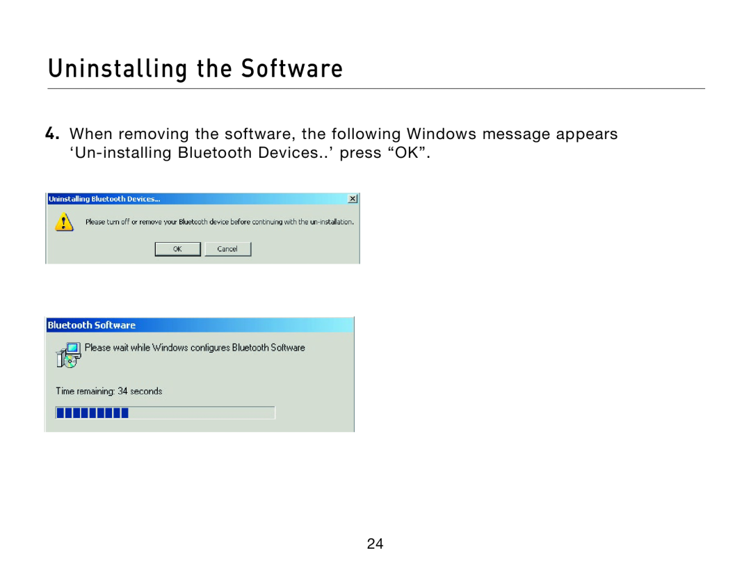 Belkin F8T013, F8T012 user manual Uninstalling the Software 