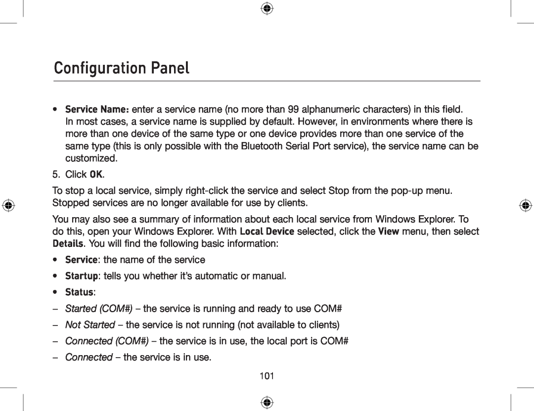 Belkin F8T012, F8T013 user manual Configuration Panel, Status 