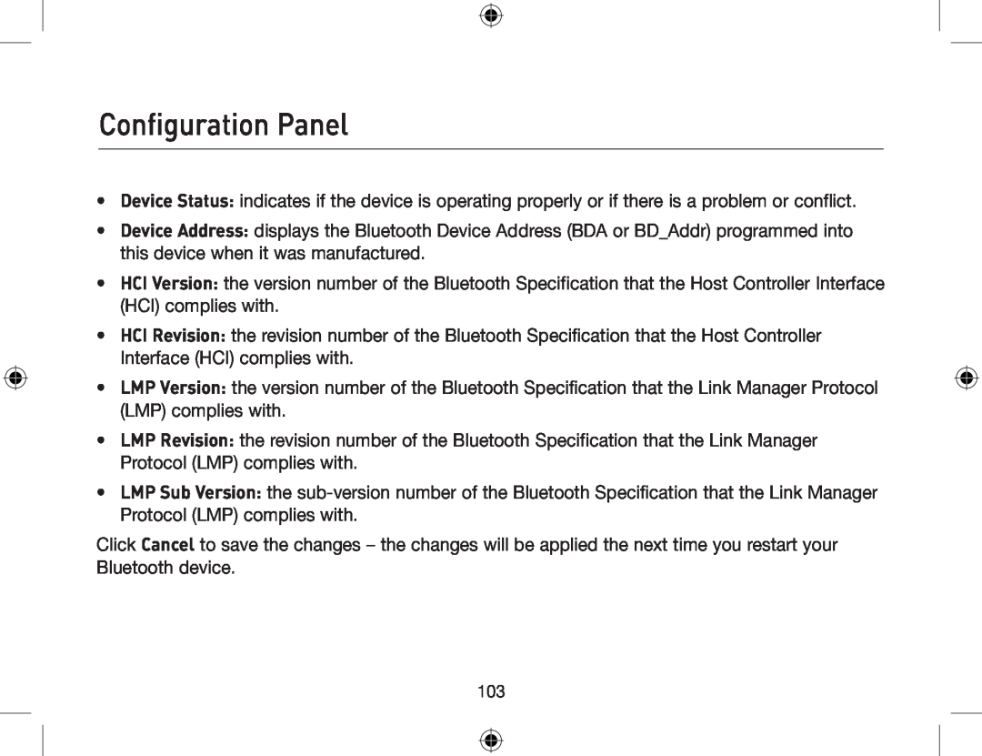 Belkin F8T012, F8T013 user manual Configuration Panel 