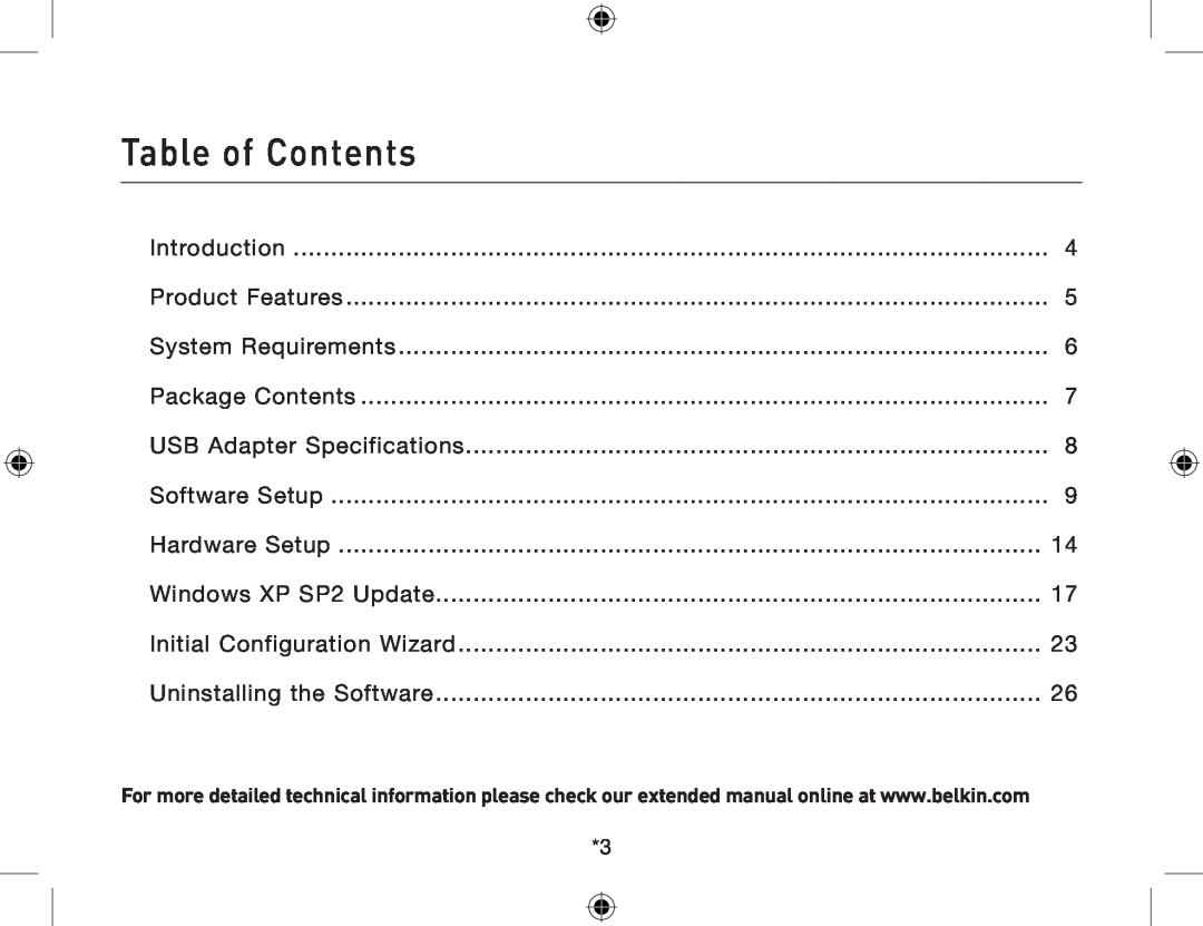 Belkin F8T012, F8T013 user manual Table of Contents 