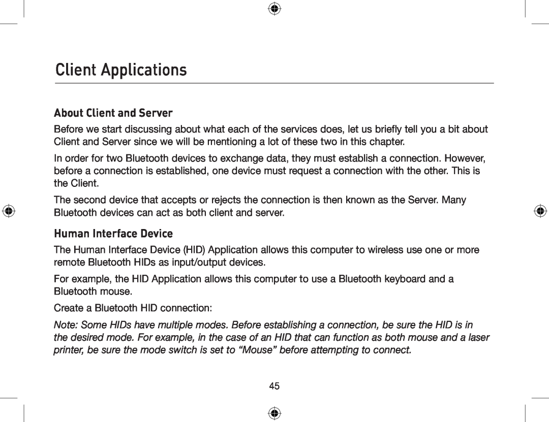 Belkin F8T012, F8T013 user manual Client Applications, About Client and Server, Human Interface Device 