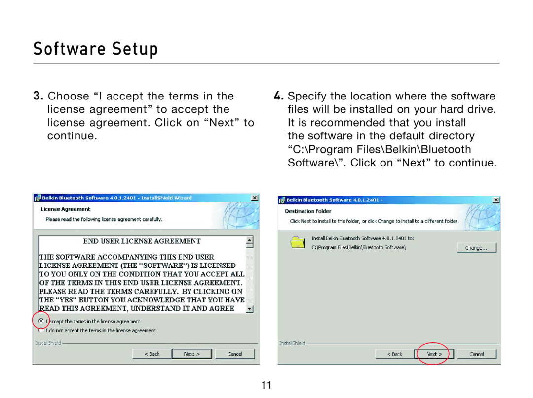 Belkin F8T012, F8T013 user manual Software Setup 