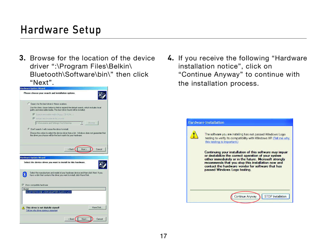 Belkin F8T012, F8T013 user manual Hardware Setup 