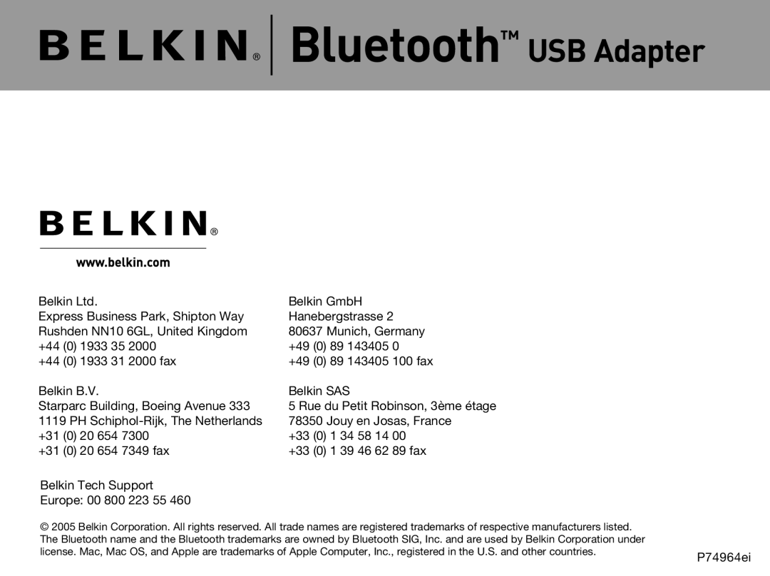 Belkin F8T013, F8T012 user manual Belkin GmbH 