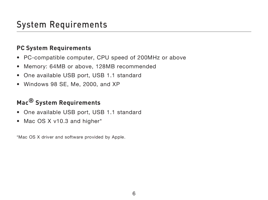 Belkin F8T013, F8T012 user manual PC System Requirements 