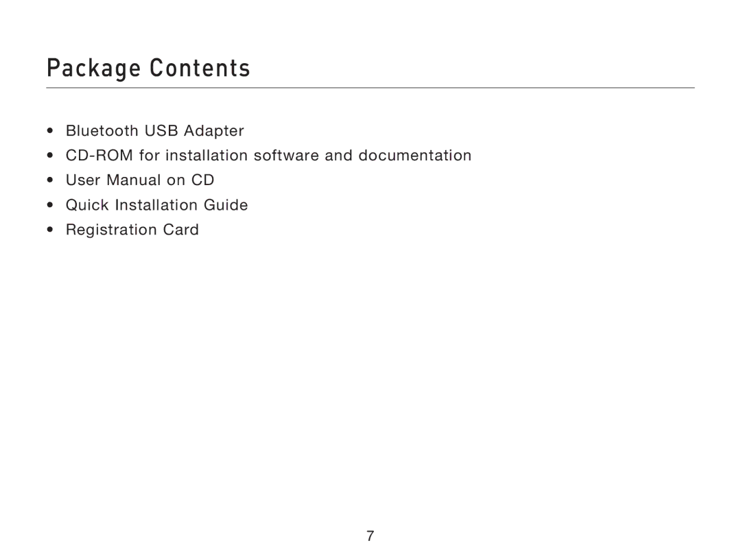 Belkin F8T012, F8T013 user manual Package Contents 