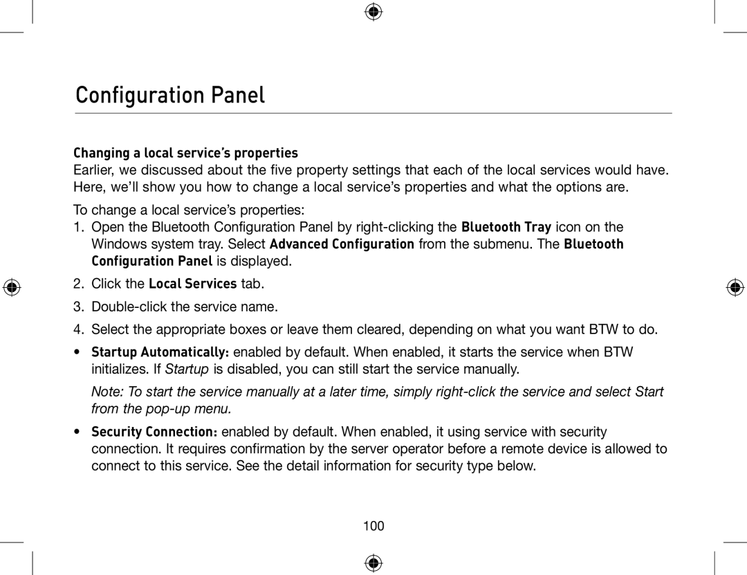 Belkin F8T013, F8T012 user manual Changing a local service’s properties 