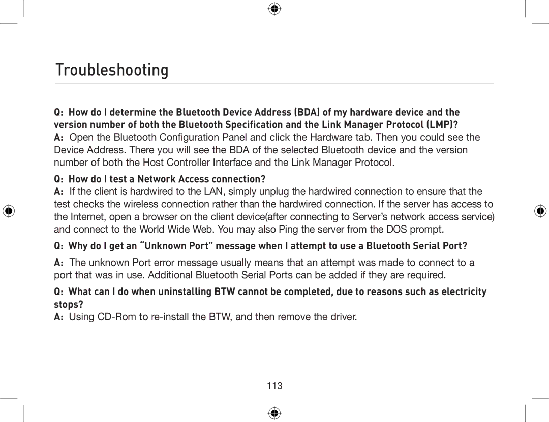 Belkin F8T012, F8T013 user manual How do I test a Network Access connection? 