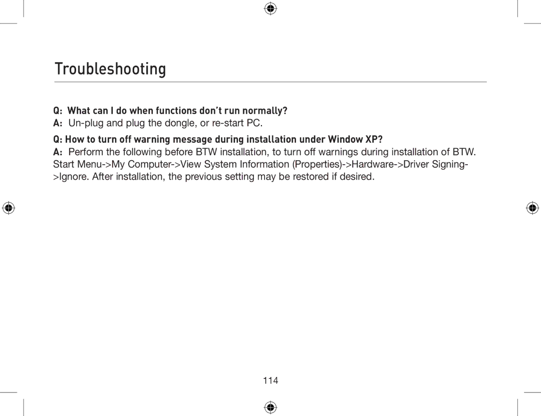 Belkin F8T013, F8T012 user manual What can I do when functions don’t run normally? 