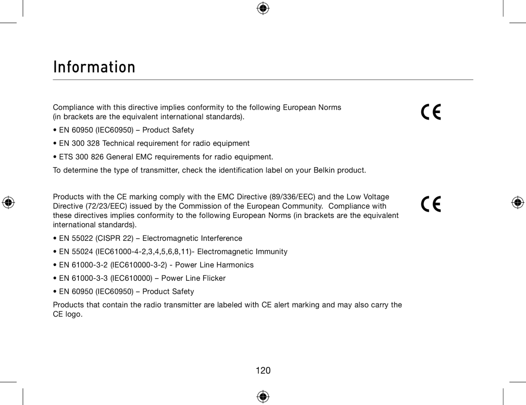 Belkin F8T013, F8T012 user manual 120 