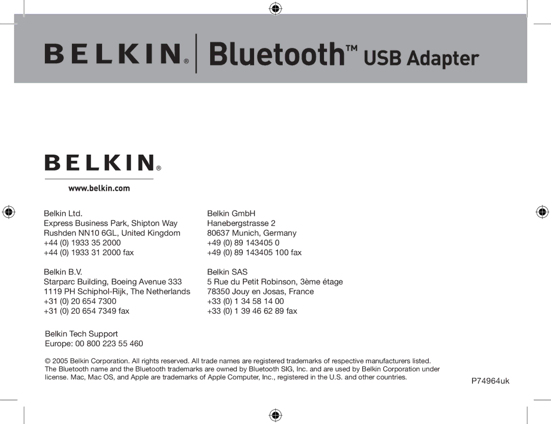 Belkin F8T013, F8T012 user manual Belkin GmbH 