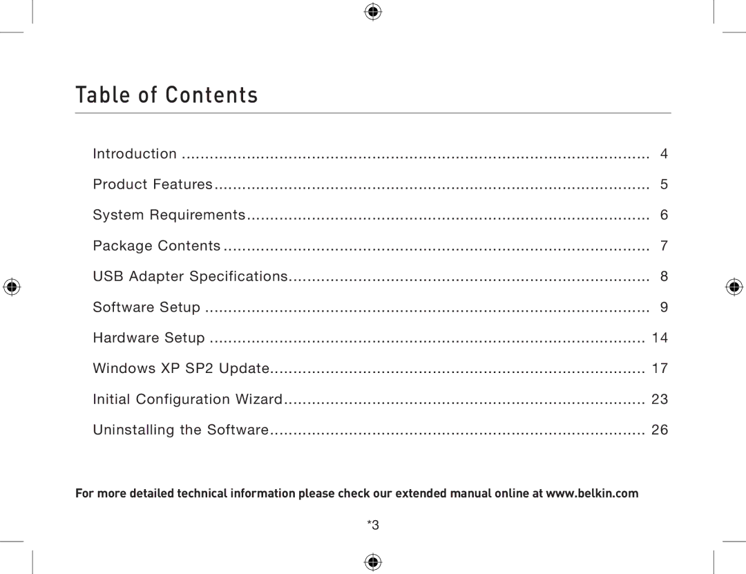 Belkin F8T012, F8T013 user manual Table of Contents 