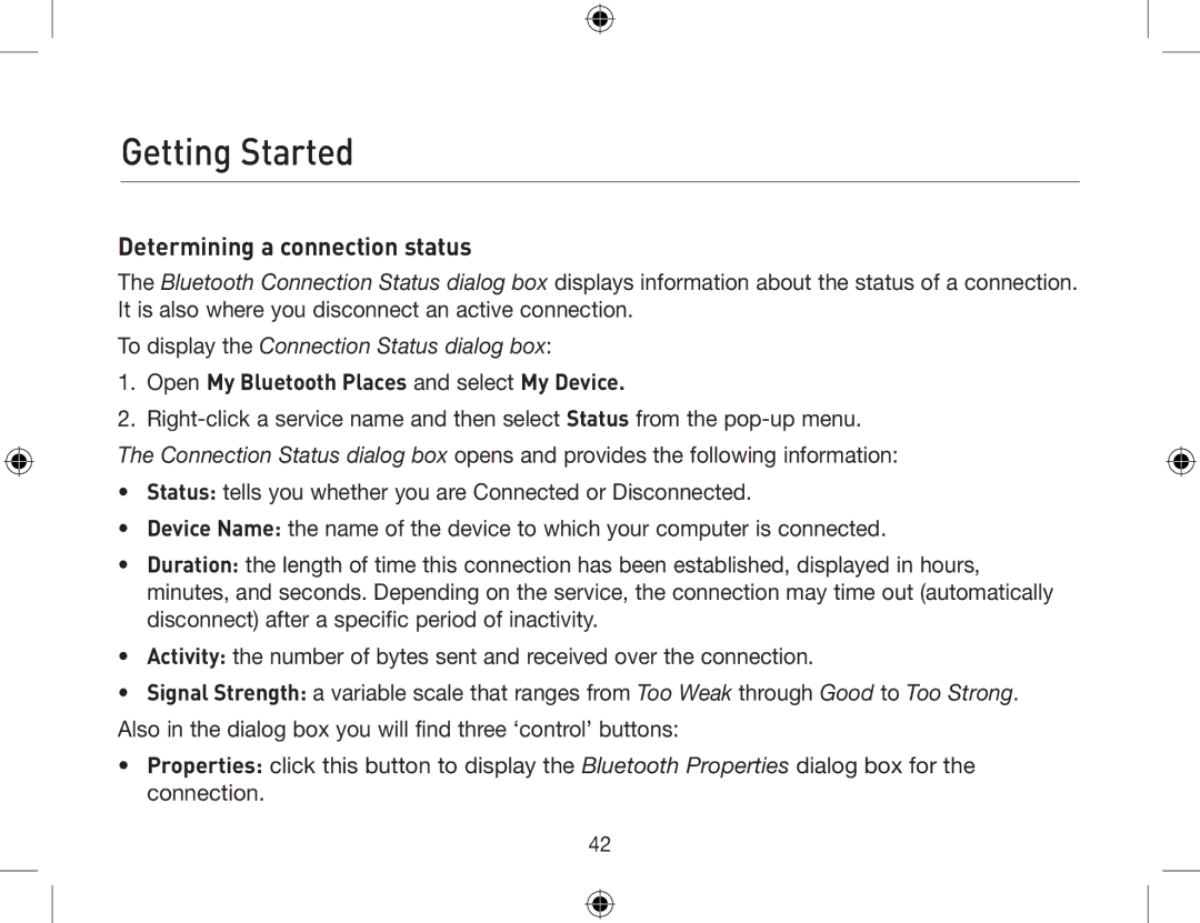 Belkin F8T013, F8T012 user manual Determining a connection status, Open My Bluetooth Places and select My Device 