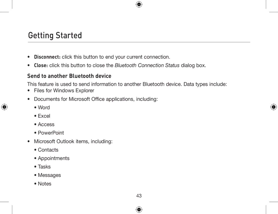 Belkin F8T012, F8T013 user manual Send to another Bluetooth device 