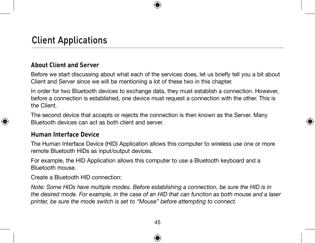 Belkin F8T012, F8T013 user manual Client Applications, About Client and Server, Human Interface Device 