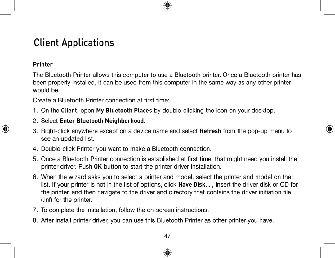 Belkin F8T012, F8T013 user manual Printer 