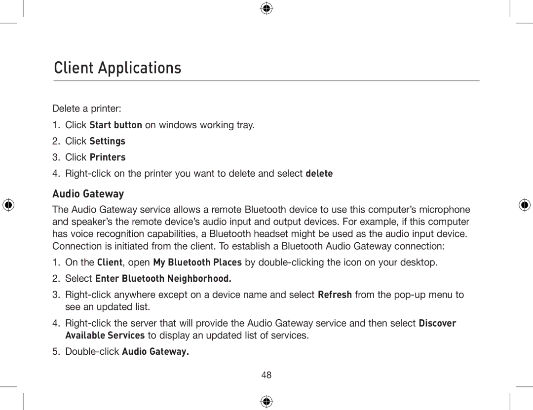 Belkin F8T013, F8T012 user manual Click Settings Click Printers, Double-clickAudio Gateway 