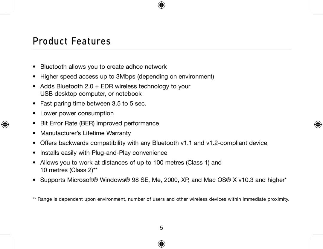 Belkin F8T012, F8T013 user manual Product Features 