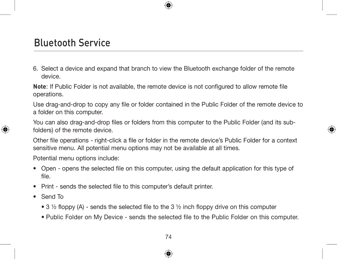 Belkin F8T013, F8T012 user manual Bluetooth Service 