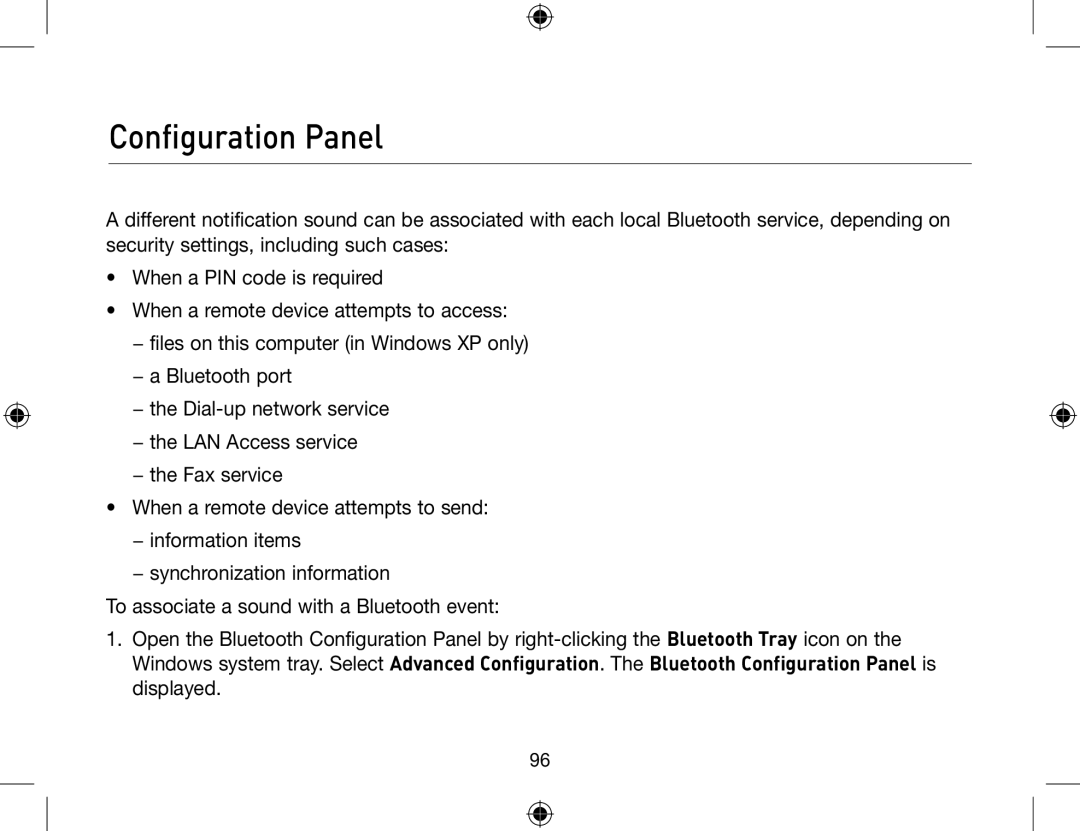 Belkin F8T013, F8T012 user manual Configuration Panel 