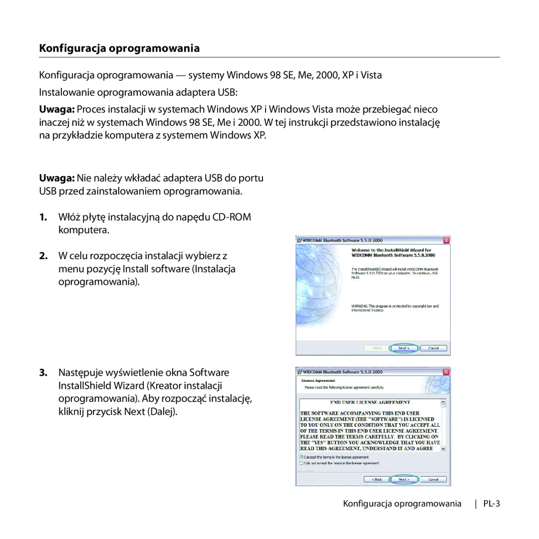 Belkin F8T016, F8T017 manual Konfiguracja oprogramowania 