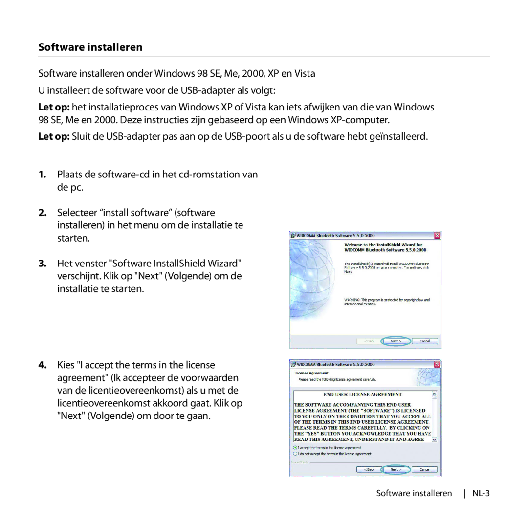 Belkin F8T016, F8T017 manual Software installeren 