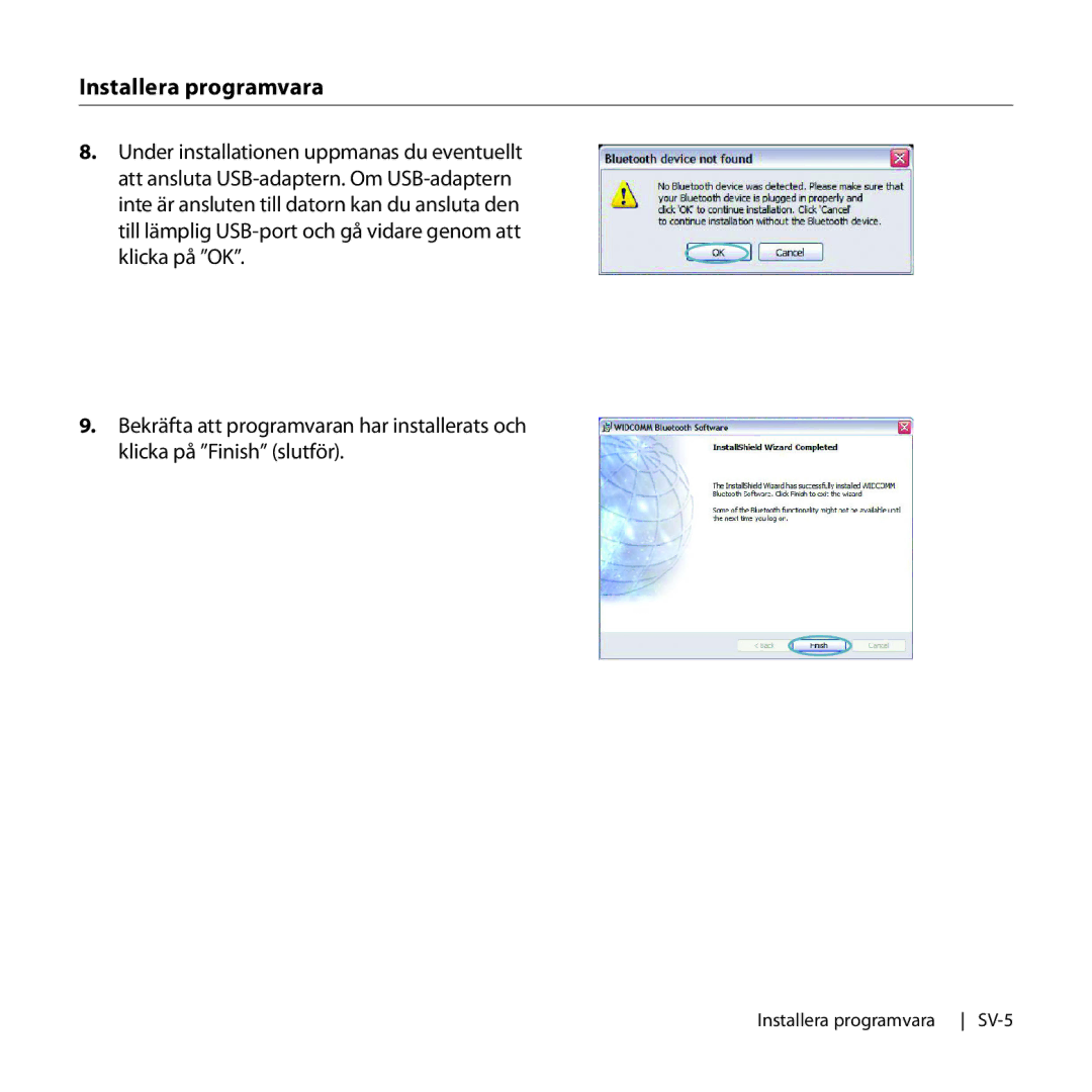 Belkin F8T016, F8T017 manual Installera programvara SV-5 