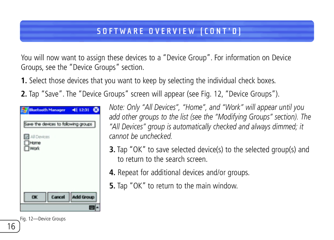 Belkin F8T020 user manual Device Groups 