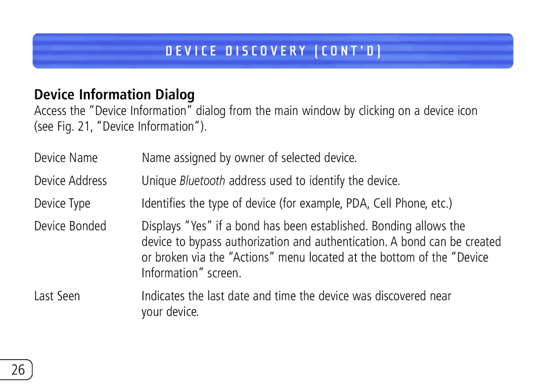 Belkin F8T020 user manual Device Information Dialog, Device Bonded 