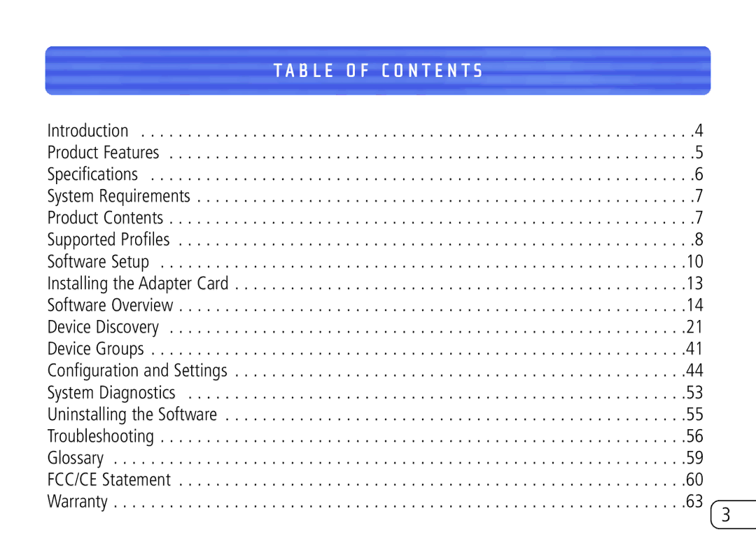 Belkin F8T020 user manual B L E O F C O N T E N T S 