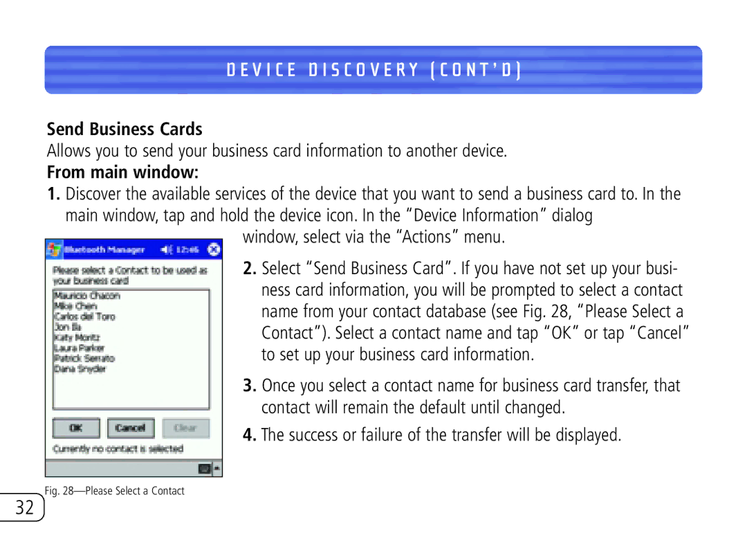 Belkin F8T020 user manual Send Business Cards, From main window 