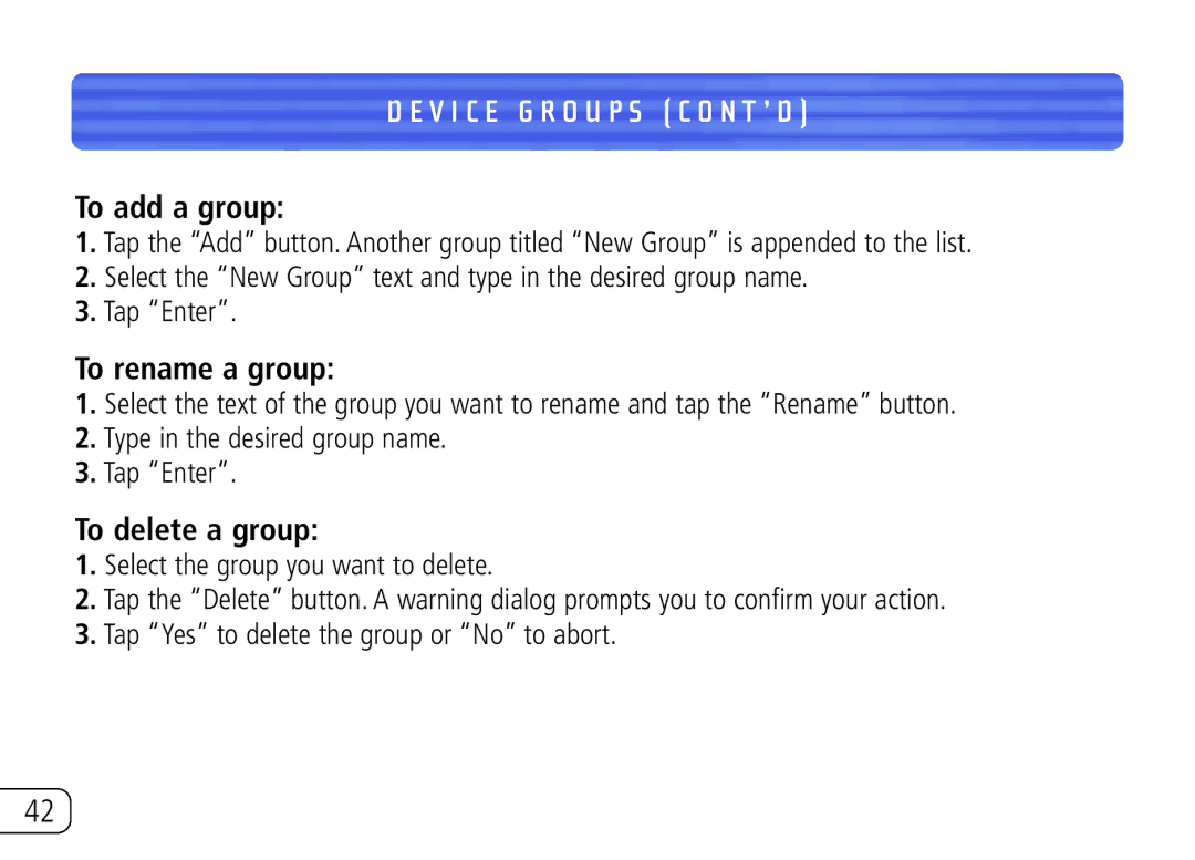 Belkin F8T020 user manual To add a group, To rename a group, To delete a group 