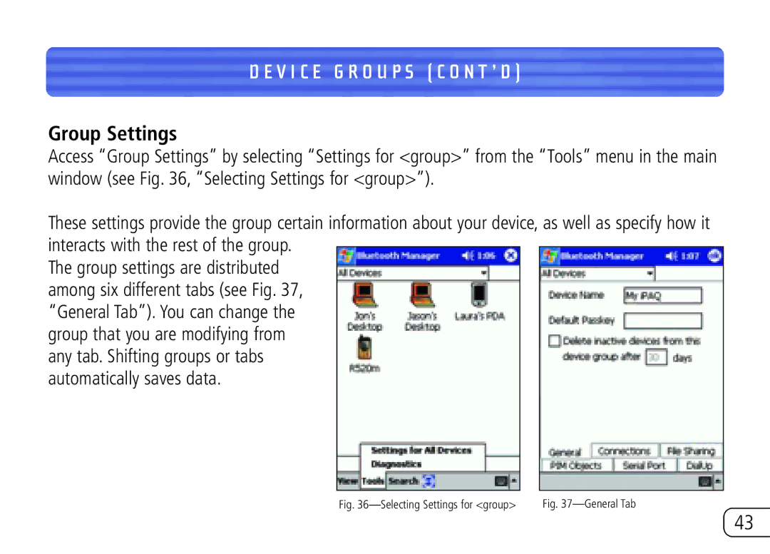 Belkin F8T020 user manual Group Settings, Selecting Settings for group 