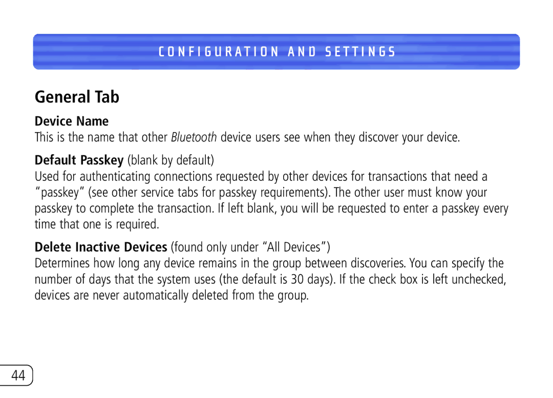 Belkin F8T020 user manual General Tab, N F I G U R a T I O N a N D S E T T I N G S, Device Name 