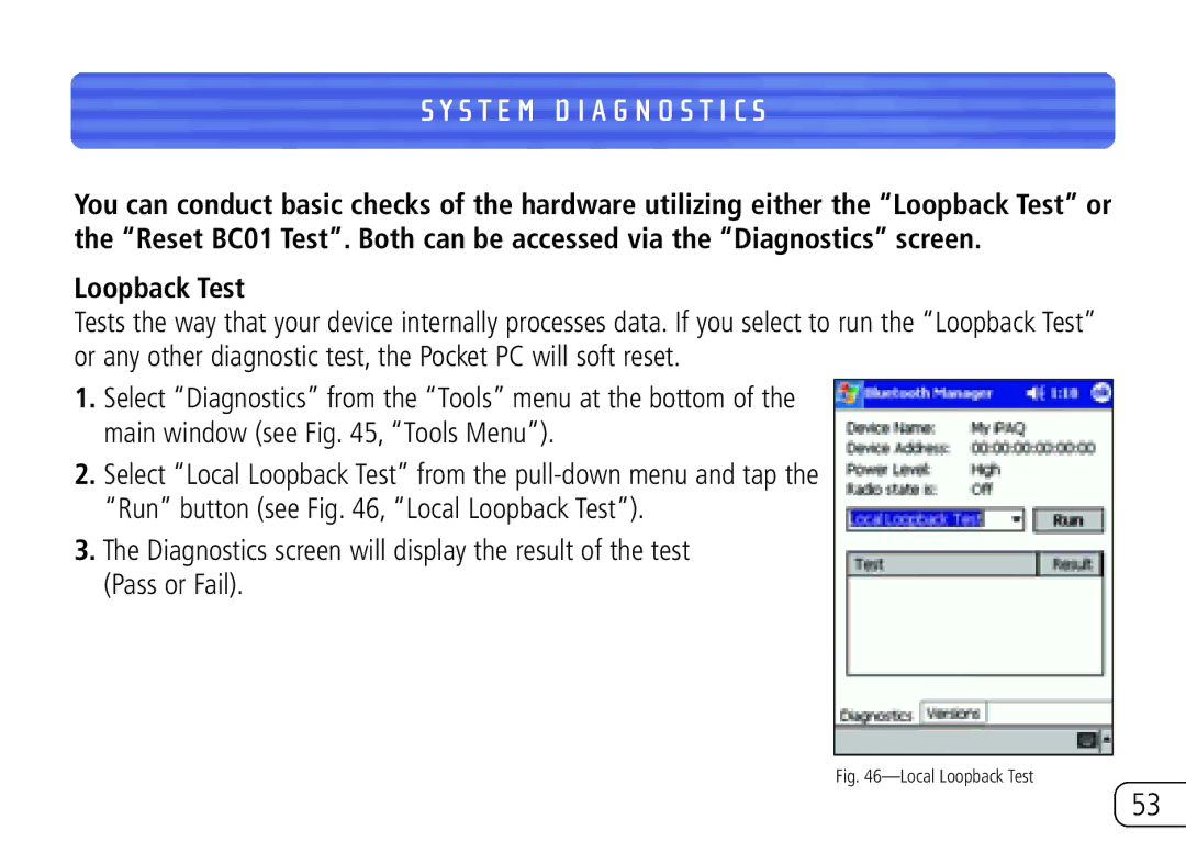 Belkin F8T020 user manual S T E M D I a G N O S T I C S, Loopback Test 