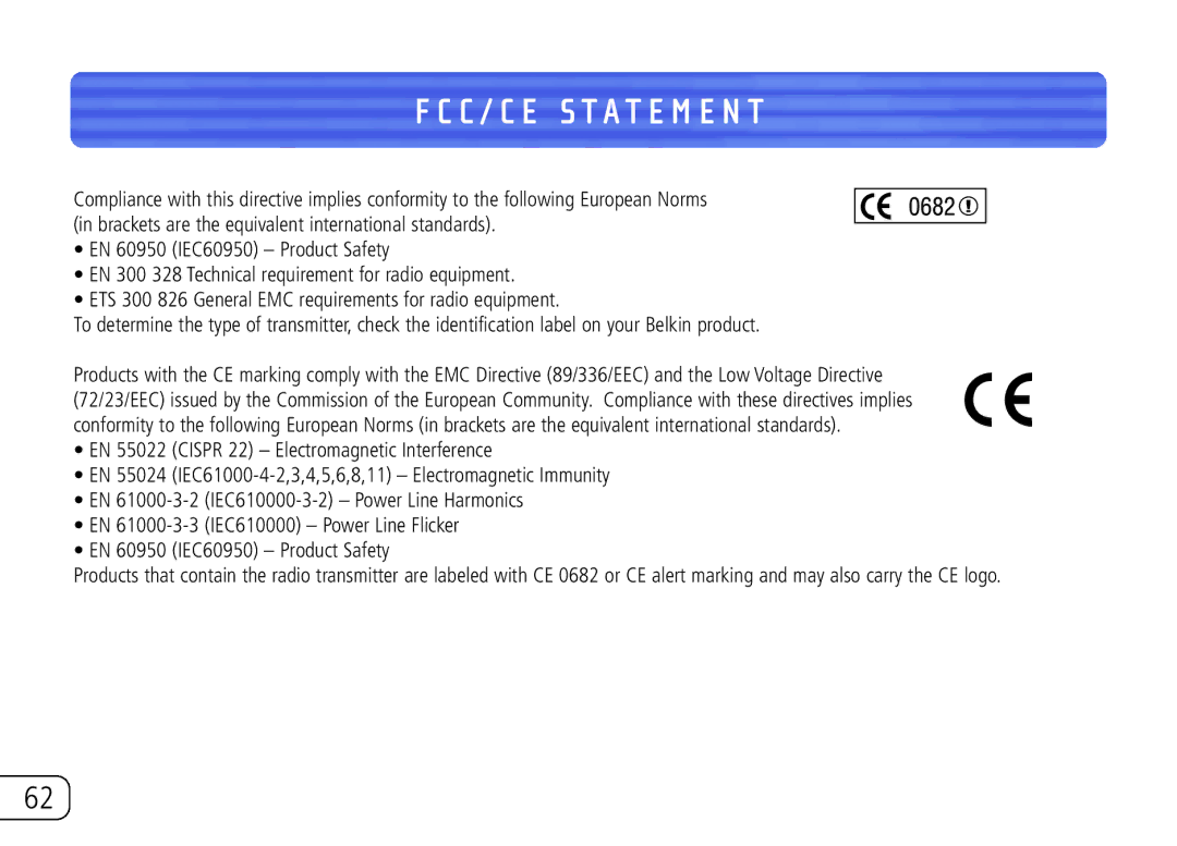 Belkin F8T020 user manual C / C E S T a T E M E N T 