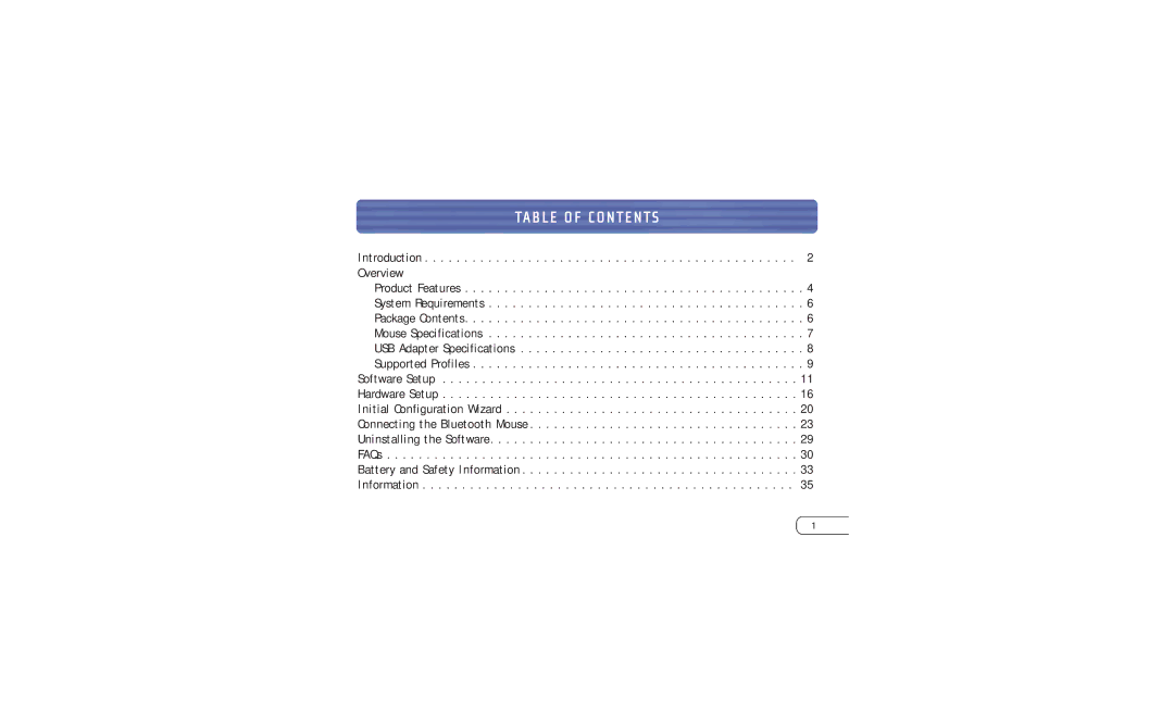 Belkin F8T041-B user manual Table of Contents 